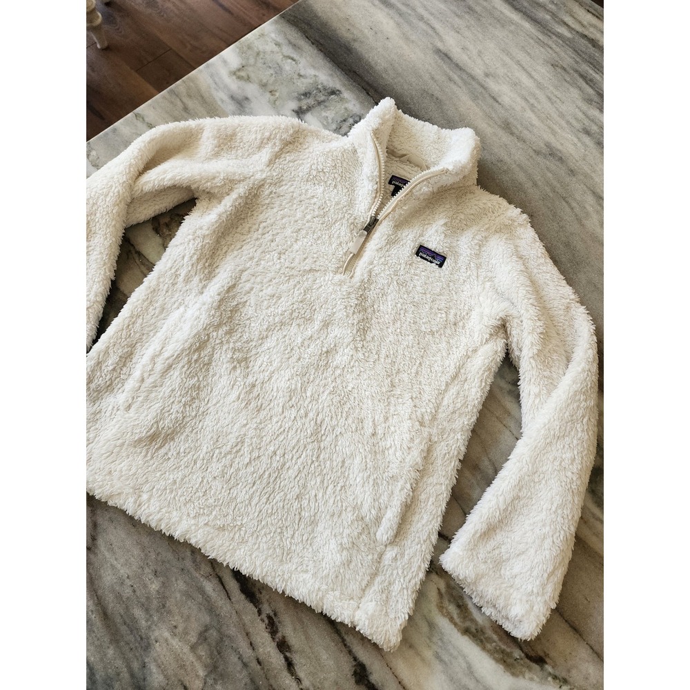 Patagonia Kids Girls Los Gatos 1/4 Zip Fleece Pullover Cream White Size L